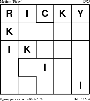 The grouppuzzles.com Medium Ricky puzzle for Thursday August 27, 2026