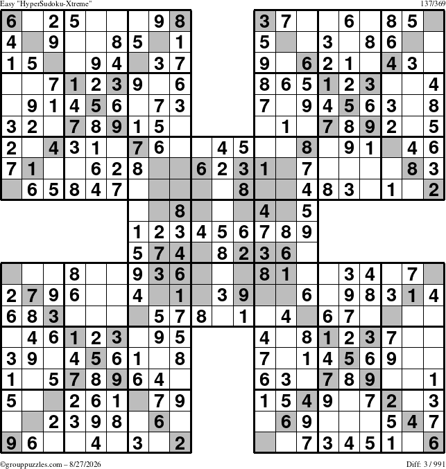 The grouppuzzles.com Easy cover-HyperXtreme puzzle for Thursday August 27, 2026