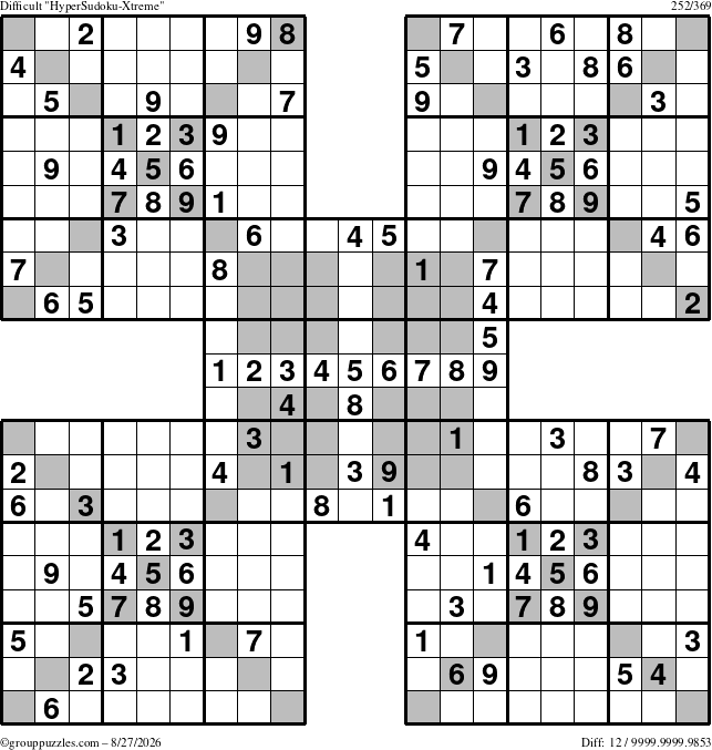 The grouppuzzles.com Difficult cover-HyperXtreme puzzle for Thursday August 27, 2026