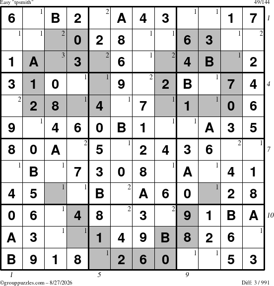 The grouppuzzles.com Easy tpsmith puzzle for Thursday August 27, 2026 with all 3 steps marked