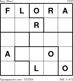 The grouppuzzles.com Easy Flora puzzle for Monday March 2, 2026