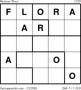 The grouppuzzles.com Medium Flora puzzle for Monday March 2, 2026