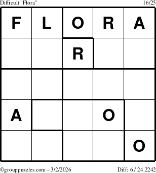 The grouppuzzles.com Difficult Flora puzzle for Monday March 2, 2026
