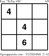 The grouppuzzles.com Easy TicTac-456 puzzle for Monday March 2, 2026