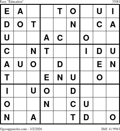 The grouppuzzles.com Easy Education-c1 puzzle for Monday March 2, 2026