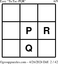 The grouppuzzles.com Easy TicTac-PQR puzzle for Friday April 26, 2024