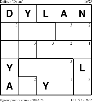 The grouppuzzles.com Difficult Dylan puzzle for Tuesday February 10, 2026 with the first 3 steps marked