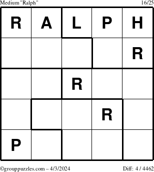 The grouppuzzles.com Medium Ralph puzzle for Wednesday April 3, 2024
