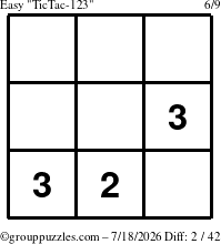 The grouppuzzles.com Easy TicTac-123 puzzle for Saturday July 18, 2026