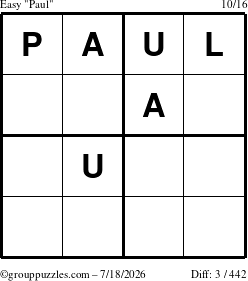 The grouppuzzles.com Easy Paul puzzle for Saturday July 18, 2026
