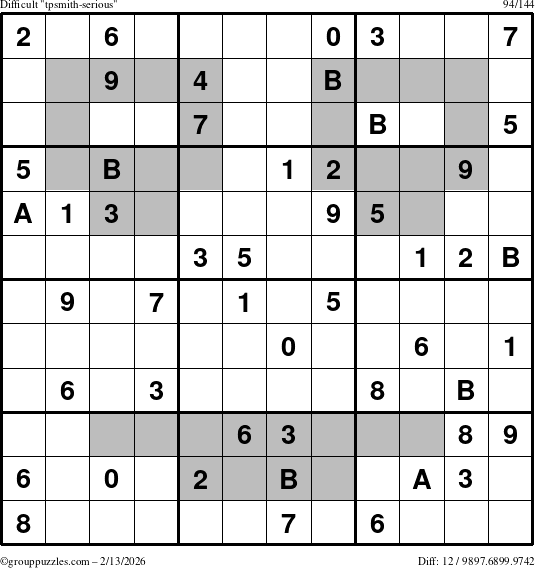 The grouppuzzles.com Difficult tpsmith-serious puzzle for Friday February 13, 2026