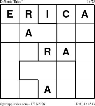 The grouppuzzles.com Difficult Erica puzzle for Wednesday January 21, 2026