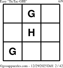 The grouppuzzles.com Easy TicTac-GHI puzzle for Monday December 29, 2025