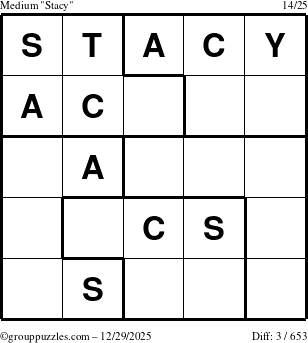 The grouppuzzles.com Medium Stacy puzzle for Monday December 29, 2025