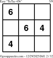 The grouppuzzles.com Easy TicTac-456 puzzle for Monday December 29, 2025