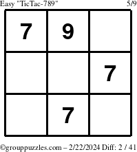 The grouppuzzles.com Easy TicTac-789 puzzle for Thursday February 22, 2024