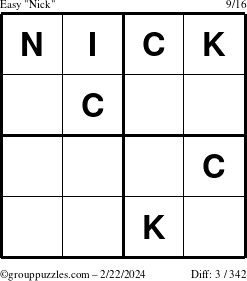 The grouppuzzles.com Easy Nick puzzle for Thursday February 22, 2024