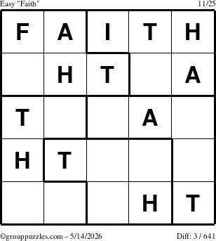 The grouppuzzles.com Easy Faith puzzle for Thursday May 14, 2026