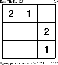 The grouppuzzles.com Easy TicTac-123 puzzle for Tuesday December 9, 2025