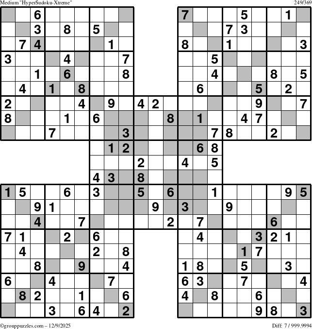 The grouppuzzles.com Medium HyperSudoku-Xtreme puzzle for Tuesday December 9, 2025