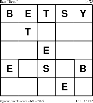 The grouppuzzles.com Easy Betsy puzzle for Thursday June 12, 2025