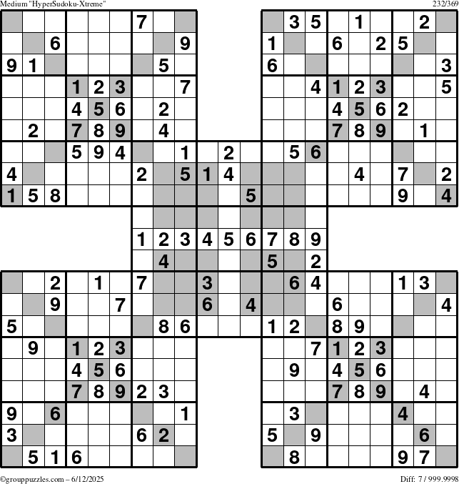 The grouppuzzles.com Medium cover-HyperXtreme puzzle for Thursday June 12, 2025