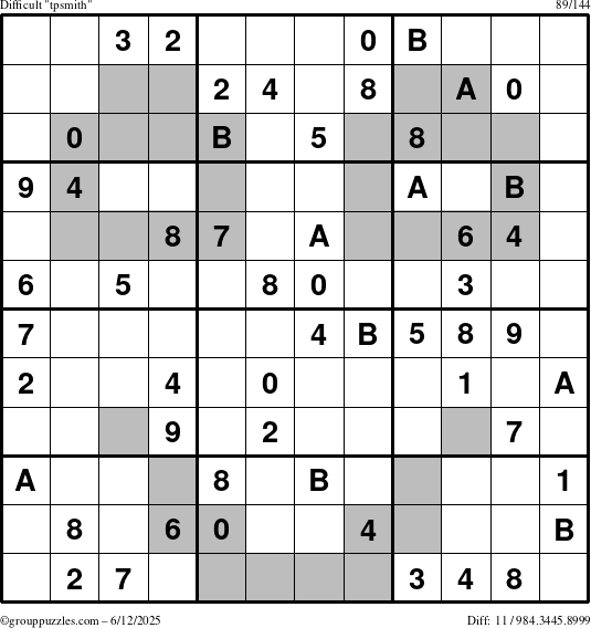 The grouppuzzles.com Difficult tpsmith puzzle for Thursday June 12, 2025