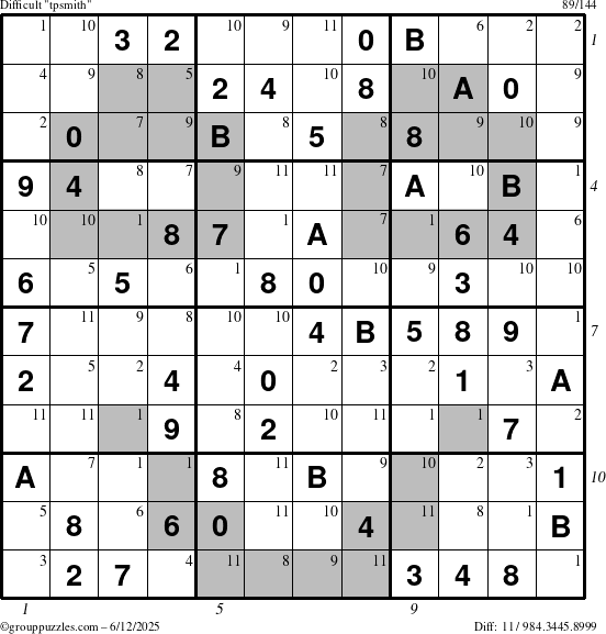 The grouppuzzles.com Difficult tpsmith puzzle for Thursday June 12, 2025 with all 11 steps marked