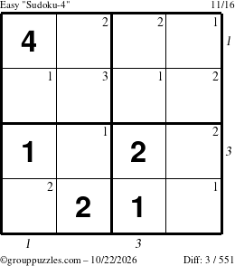 The grouppuzzles.com Easy Sudoku-4 puzzle for Thursday October 22, 2026 with all 3 steps marked
