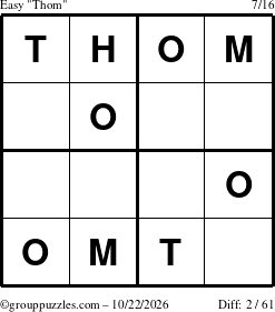 The grouppuzzles.com Easy Thom puzzle for Thursday October 22, 2026