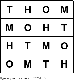 The grouppuzzles.com Answer grid for the Thom puzzle for Thursday October 22, 2026
