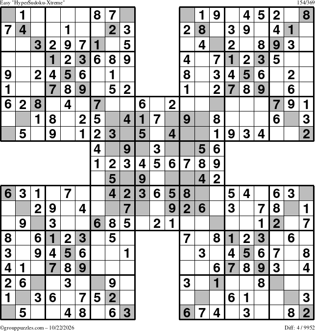 The grouppuzzles.com Easy cover-HyperXtreme puzzle for Thursday October 22, 2026
