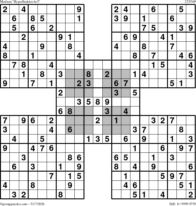 The grouppuzzles.com Medium HyperSudoku-by5 puzzle for Sunday May 17, 2026
