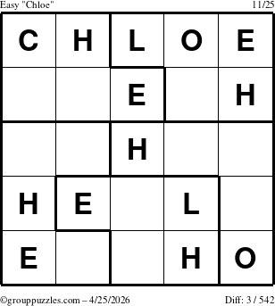 The grouppuzzles.com Easy Chloe puzzle for Saturday April 25, 2026