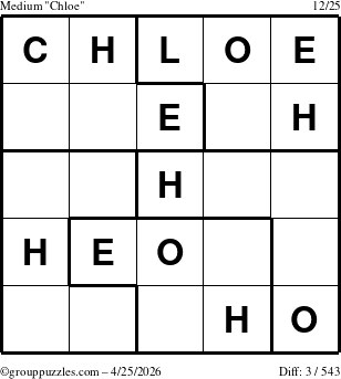 The grouppuzzles.com Medium Chloe puzzle for Saturday April 25, 2026