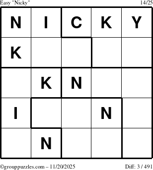 The grouppuzzles.com Easy Nicky puzzle for Thursday November 20, 2025