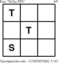 The grouppuzzles.com Easy TicTac-STU puzzle for Thursday November 20, 2025