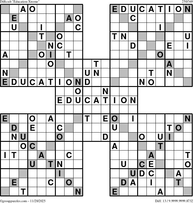 The grouppuzzles.com Difficult Education-Xtreme puzzle for Thursday November 20, 2025
