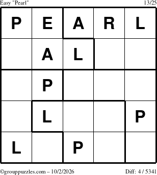 The grouppuzzles.com Easy Pearl puzzle for Friday October 2, 2026