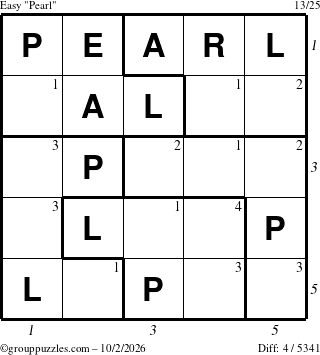 The grouppuzzles.com Easy Pearl puzzle for Friday October 2, 2026 with all 4 steps marked