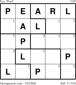 The grouppuzzles.com Easy Pearl puzzle for Friday October 2, 2026 with the first 3 steps marked