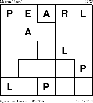 The grouppuzzles.com Medium Pearl puzzle for Friday October 2, 2026