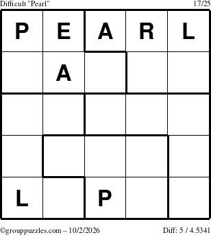 The grouppuzzles.com Difficult Pearl puzzle for Friday October 2, 2026
