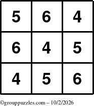 The grouppuzzles.com Answer grid for the TicTac-456 puzzle for Friday October 2, 2026