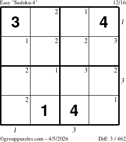 The grouppuzzles.com Easy Sudoku-4 puzzle for Sunday April 5, 2026 with all 3 steps marked