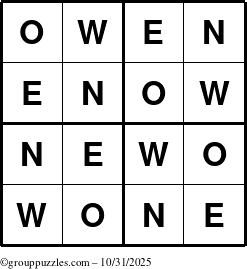 The grouppuzzles.com Answer grid for the Owen puzzle for Friday October 31, 2025
