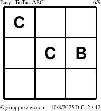 The grouppuzzles.com Easy TicTac-ABC puzzle for Wednesday October 8, 2025