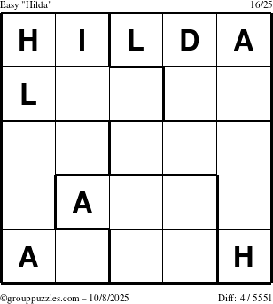 The grouppuzzles.com Easy Hilda puzzle for Wednesday October 8, 2025