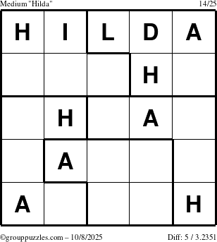 The grouppuzzles.com Medium Hilda puzzle for Wednesday October 8, 2025