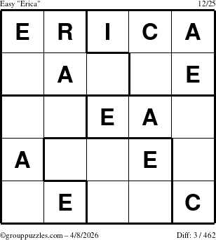 The grouppuzzles.com Easy Erica puzzle for Wednesday April 8, 2026